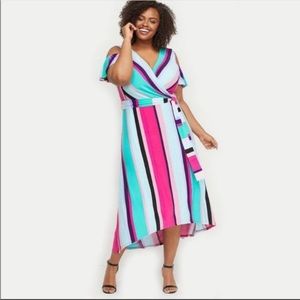 Wrap Cold Shoulder Midi Maxi High Low